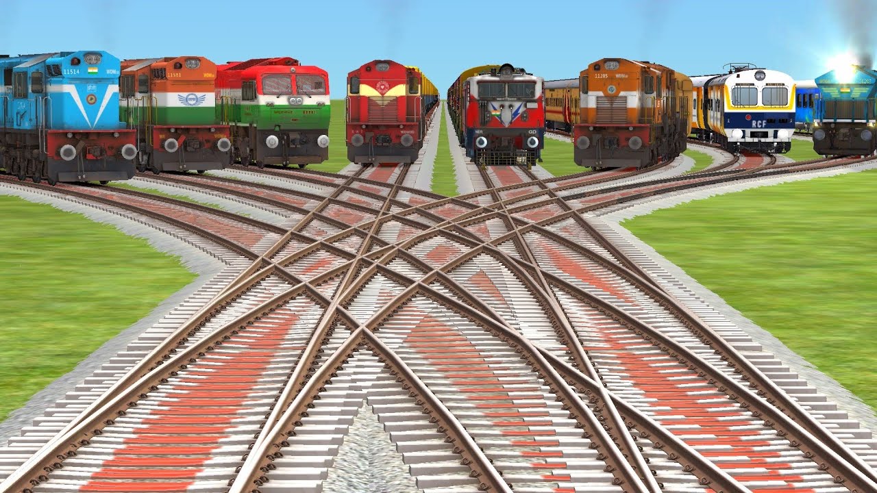 8️⃣ TRAINS CROSSING BY BUMPY BRANCHED🔻 RAILROAD TRACK | train simulator gameplay