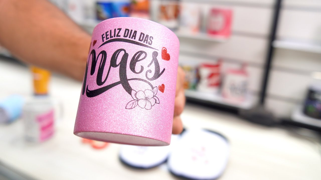 PERSONALIZANDO CANECA GLITTER ROSA - SUBLIMAÇÃO