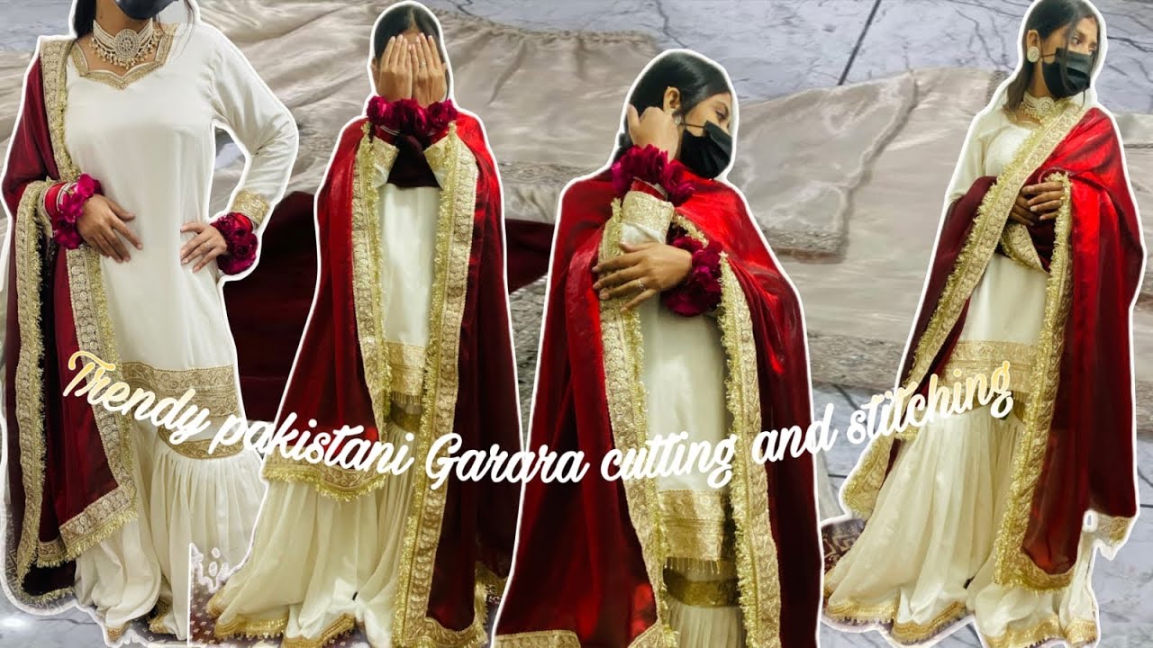 Wedding🥀special diy white garara kurti cutting & stitching//garara sharara pakistani style 