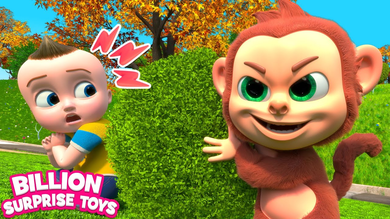 Baby Peek A Boo Playtime with Johnny, Dolly, monkey and Squirrel - Funny Show for Kids
