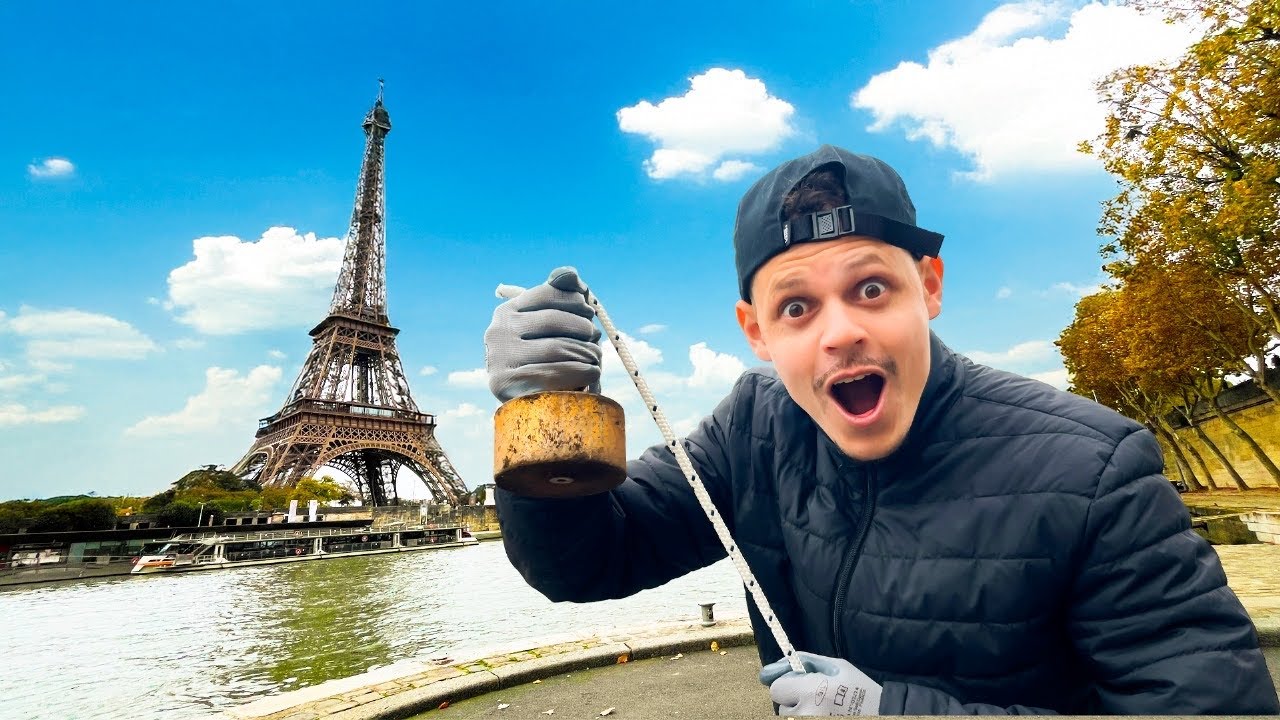 Fiz PESCA MAGN&Eacute;TICA na TORRE EIFFEL no RIO SENA