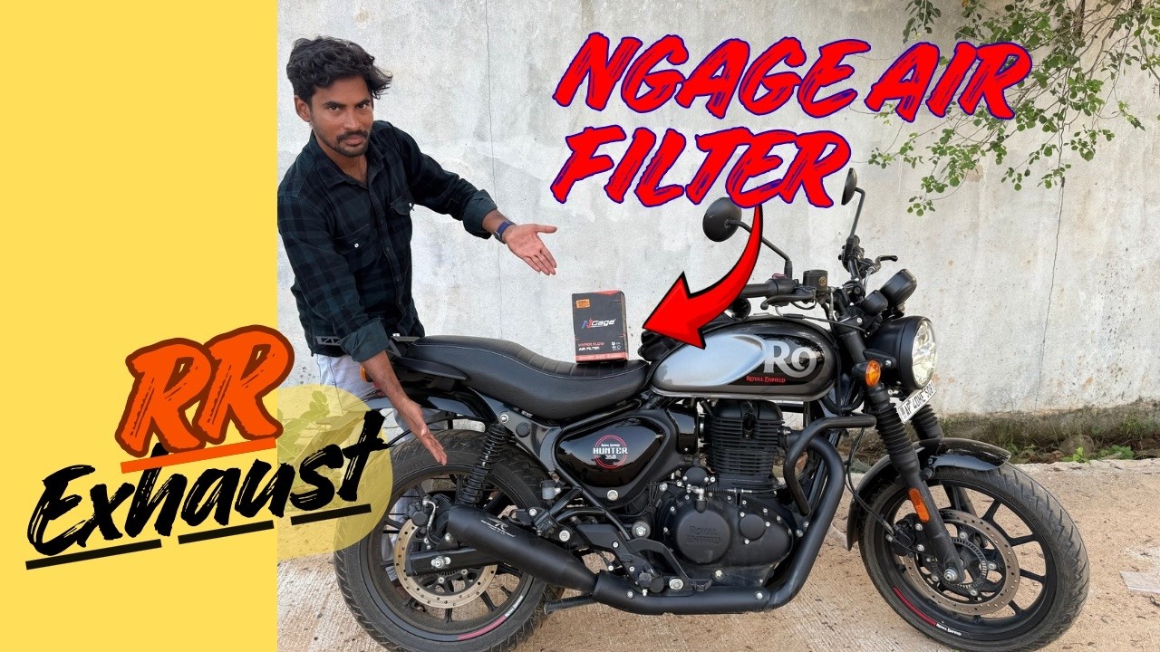 Royal Enfield Hunter 350 🔥 NGAGE Air Filter Upgrade 😍 | Better Pickup & Sound? Full Review in Telugu