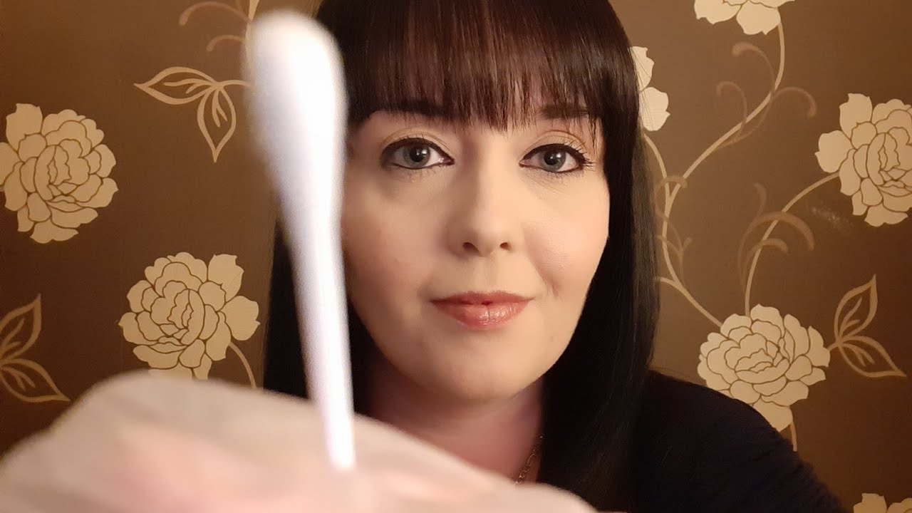 ASMR Face touching for relaxation with latex gloves