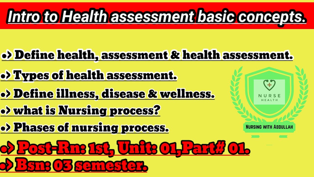 Introduction to health assessment basic concepts| Post-Rn 1st, BsN 3rd semester| unit#1,part#1|
