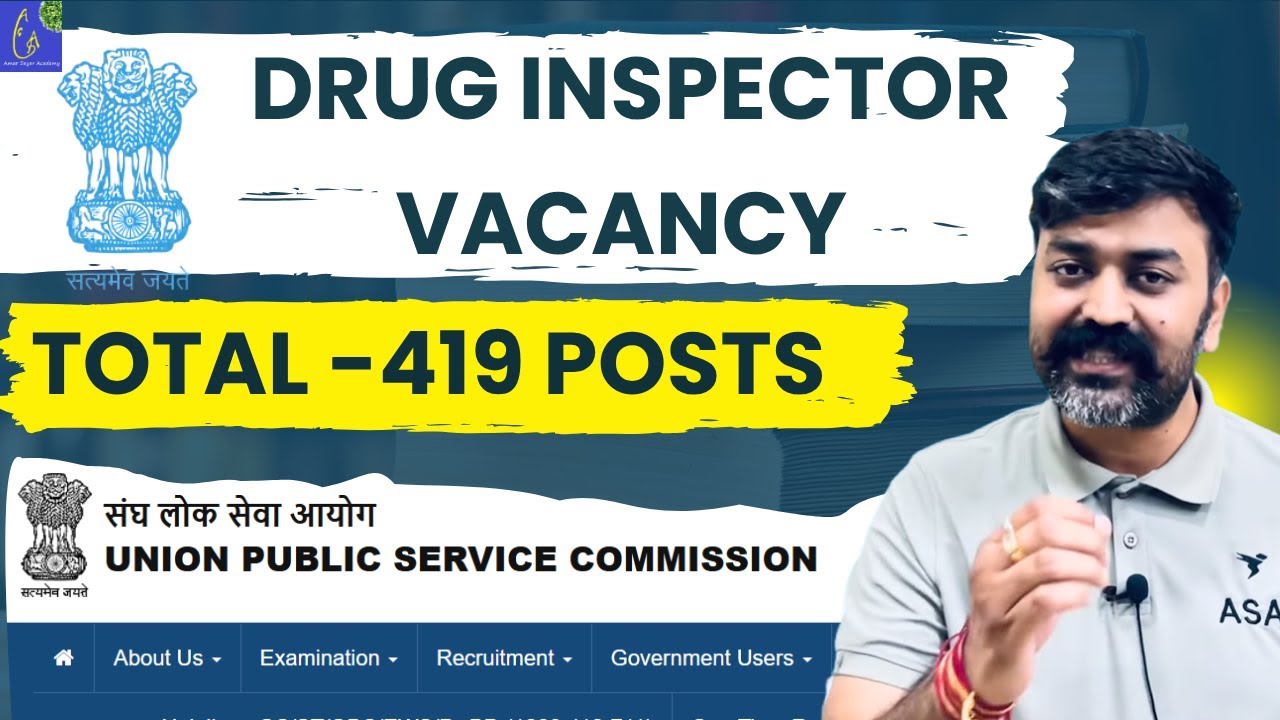 UPSC Drug Inspector Recruitment 2025 | CDSCO 419 Posts Notice | Eligibility, Age, Syllabus, Details