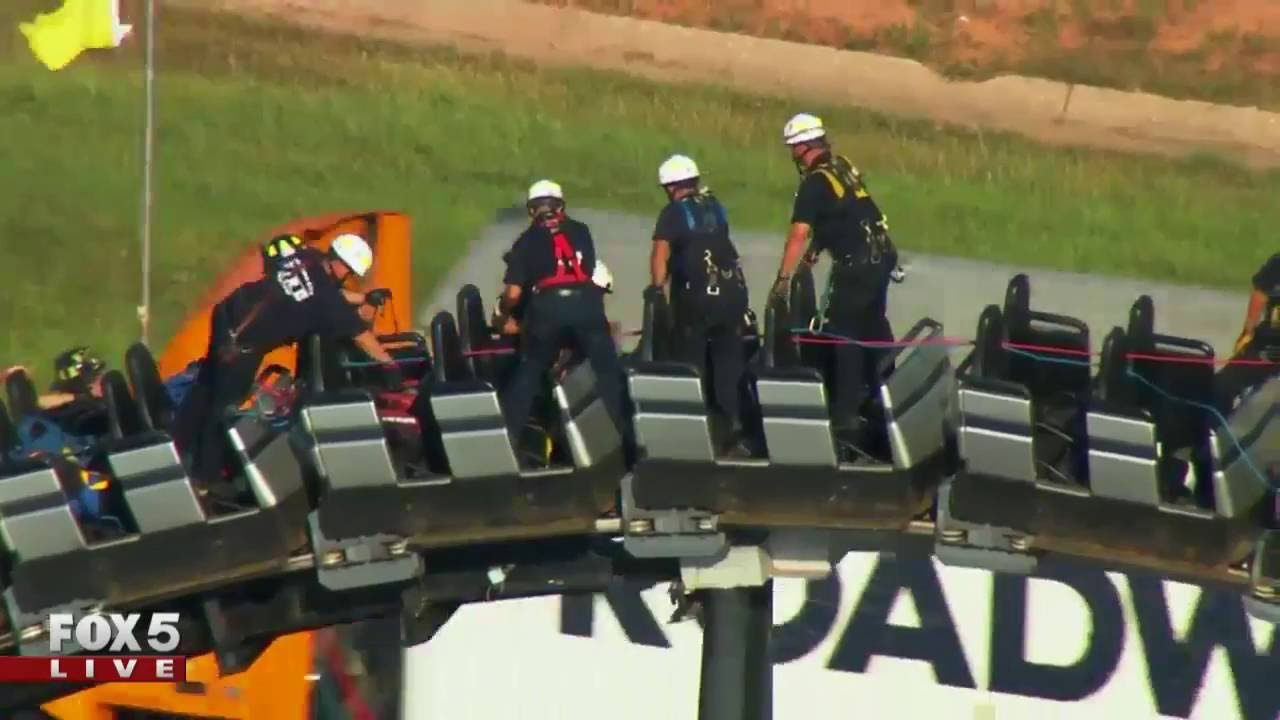 Rescue on top of roller coaster in OKC