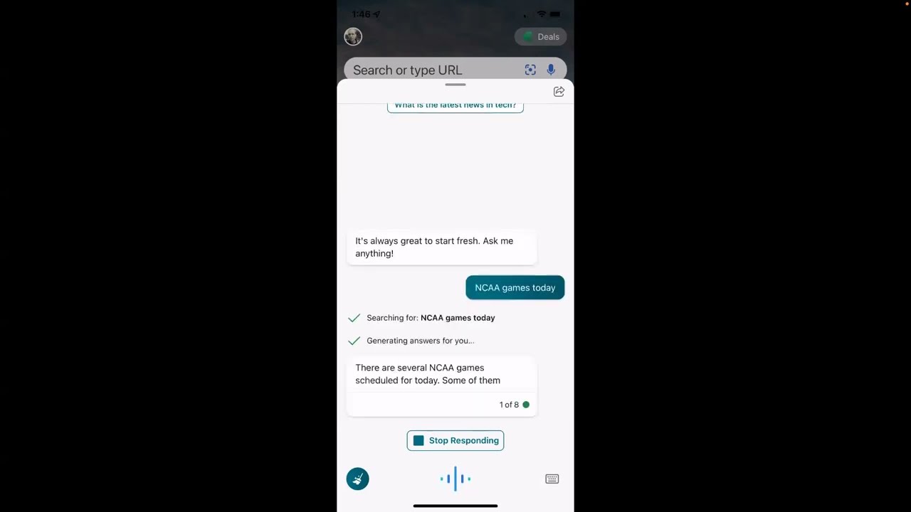 A preview of the new Bing Chat app on the iPhone - March 2023 - New Conversation Styles!