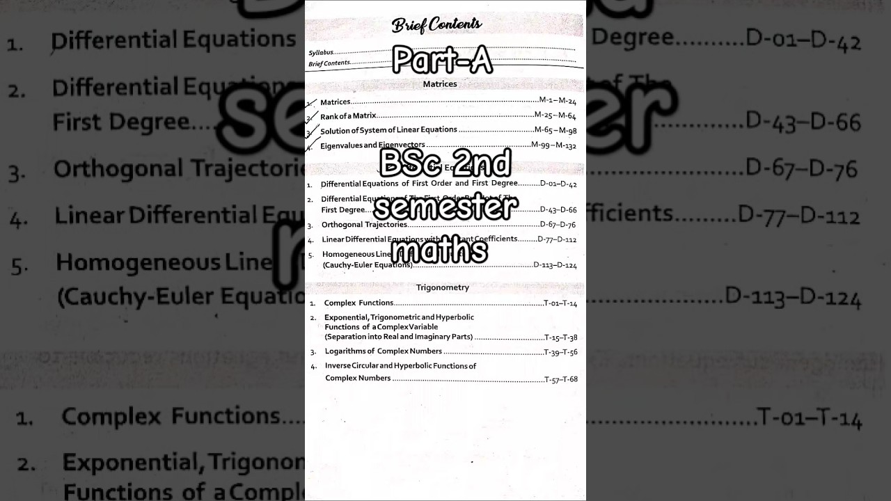 Bsc 2nd semester maths syllabus #mgkvp #bsc #mathematics