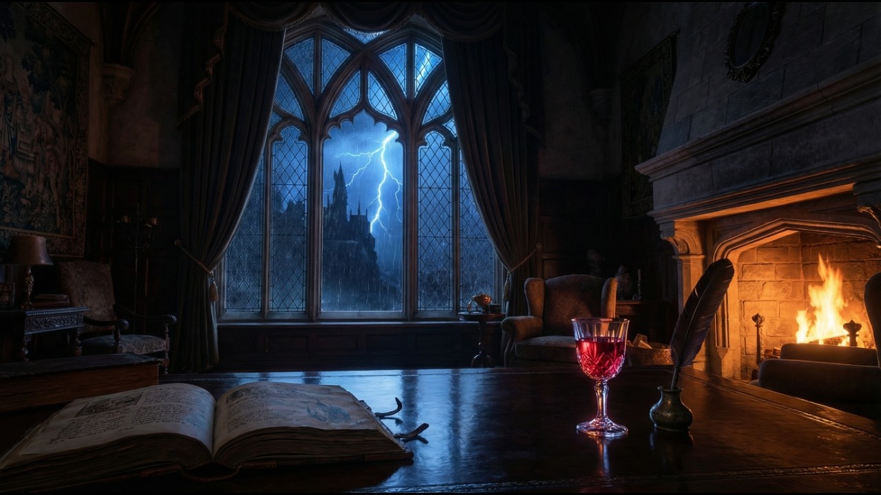 Cozy Villain's Bedroom - Heavy Rain, Thunder & Dark Cello Music [1 Hour]