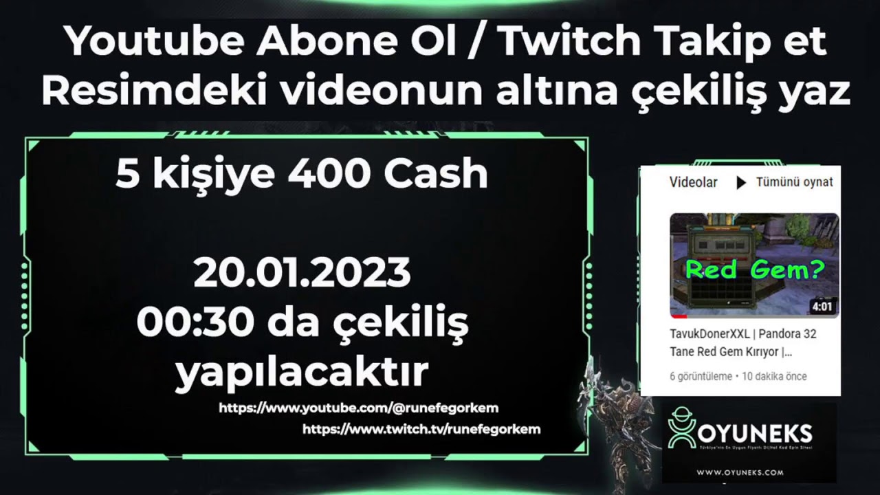 Çekiliş var 5 Kişiye 400 cash  | Knight online Çekiliş  bu gece |