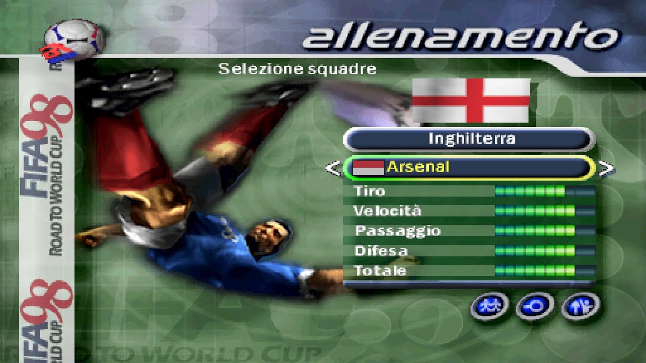 statistiche dei giocatori del arsenal su fifa 98