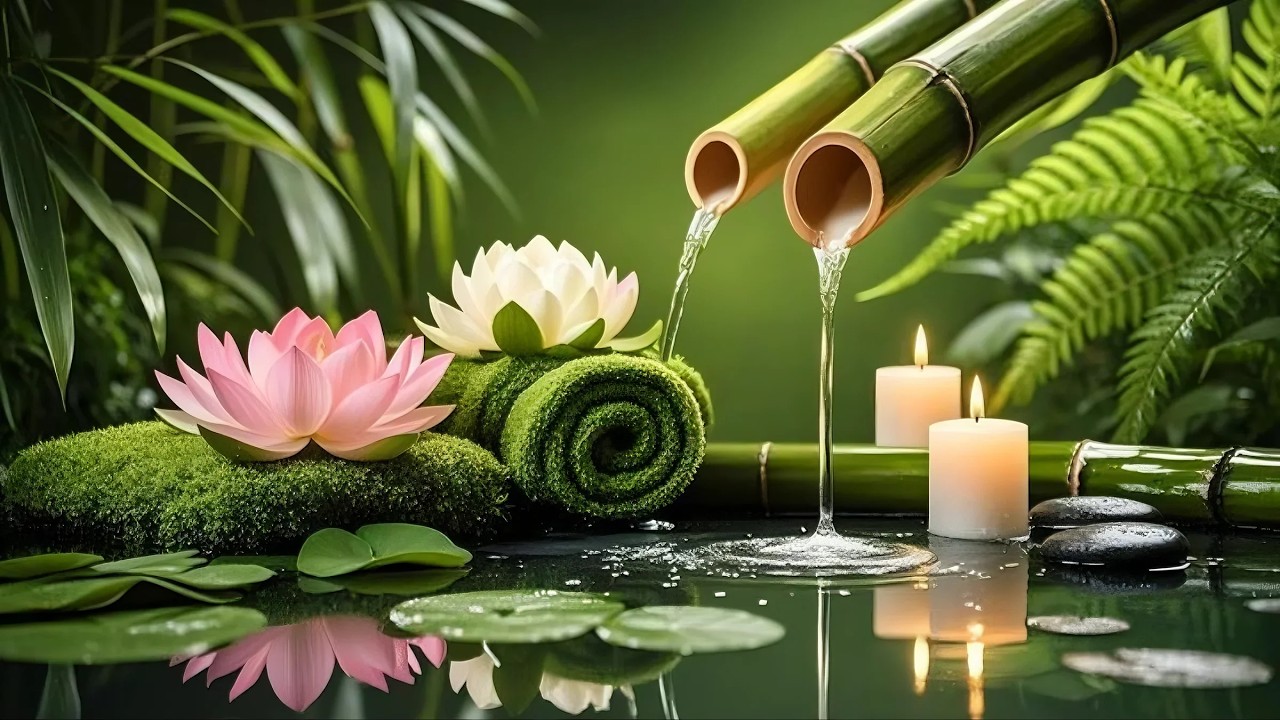 Relaxing Sleep Music with Bamboo Water Sounds 🌿Deep Sleep & Healing Music Anxiety Relief, Spa, Yoga