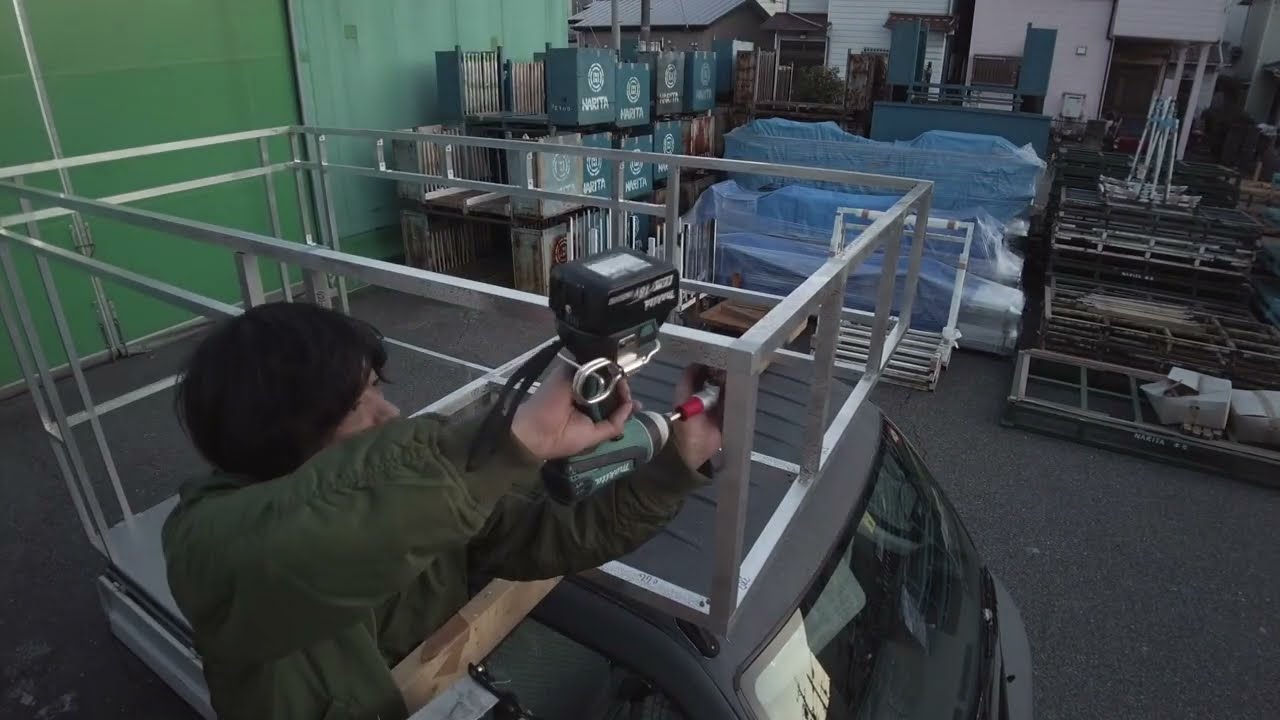 軽トラキッチンカー制作#5キャビン上部枠の組みつけ