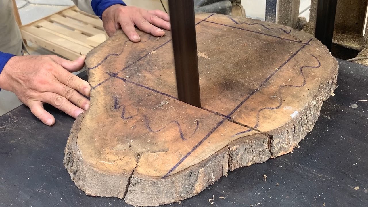 Effective Wood Recycling Ideas - The Large Table Is Firmly Assembled From Scrap Pieces Of Wood