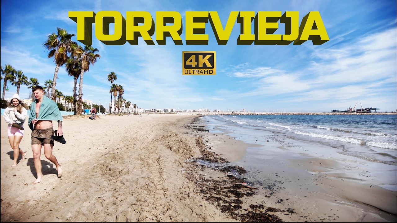 Walking tour to one of the many beaches in Torrevieja, Costa Blanca. Playa de los Naúfragos [4K] 🇪🇸