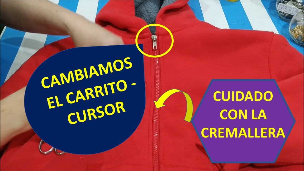 Cambio de carrito o cursor, en cierre cremallera de campera.