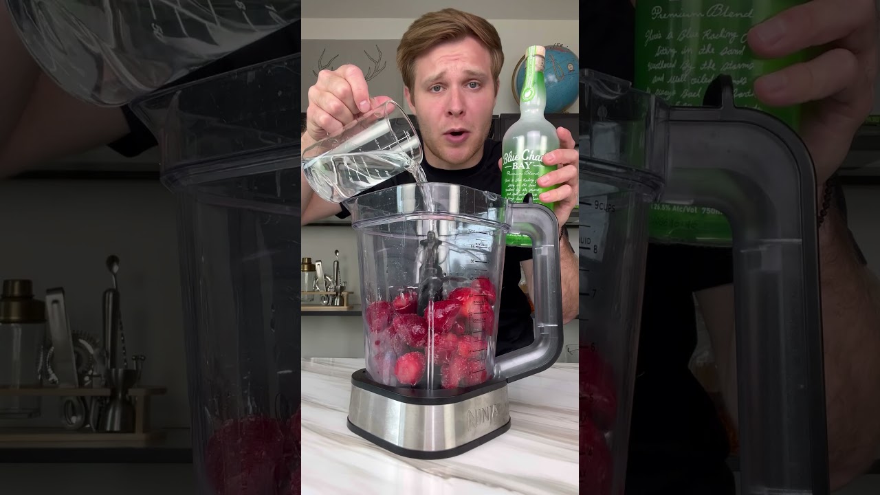 2 Ingredient Boozy Strawberry Lime Sorbet with Blue Chair Bay&rsquo;s new Lime Rum​ #bluechairbaypartner