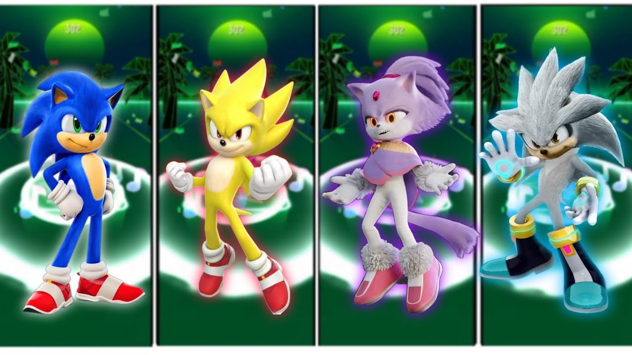 Sonic 🔴 Super Sonic 🔴 Blaze 🔴 Silver - Tiles hop