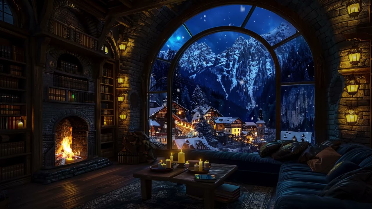 Serenity Snow Piano Echo Set | Cozy Timber Retreat Evening Ambience for Relaxed Awareness