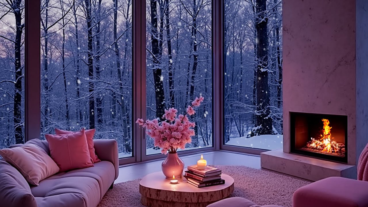 Silent Winter Cabin ❄️🔥 | Snowstorm Winds , Piano & Crackling Fireplace Sounds for Deep Sleep