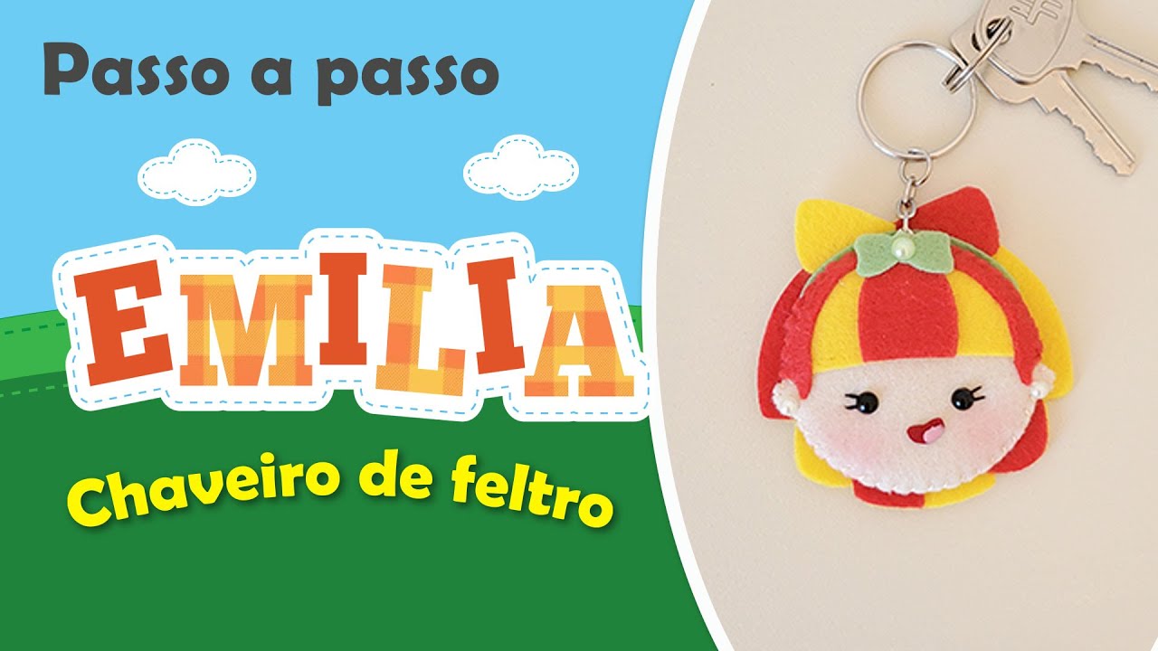 Lembrancinha de festa infantil - Como fazer chaveiro de feltro da Emilia - Sitio do Pica Pau Amarelo