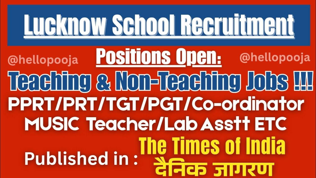 Apply Today‼️Lucknow School Jobs  #vacancy #teachingjobs #jobsearch 