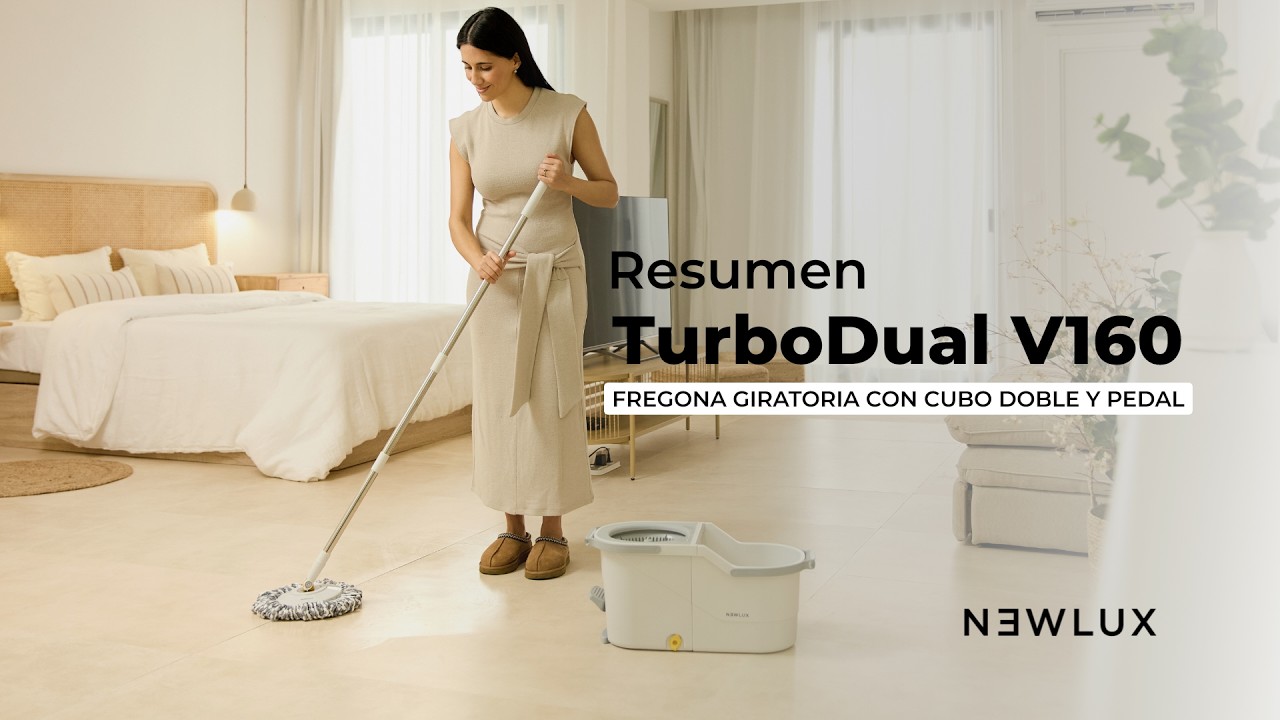 TurboDual V160 de Newlux | fregona giratoria con cubo doble y pedal (Vídeo Resumen)