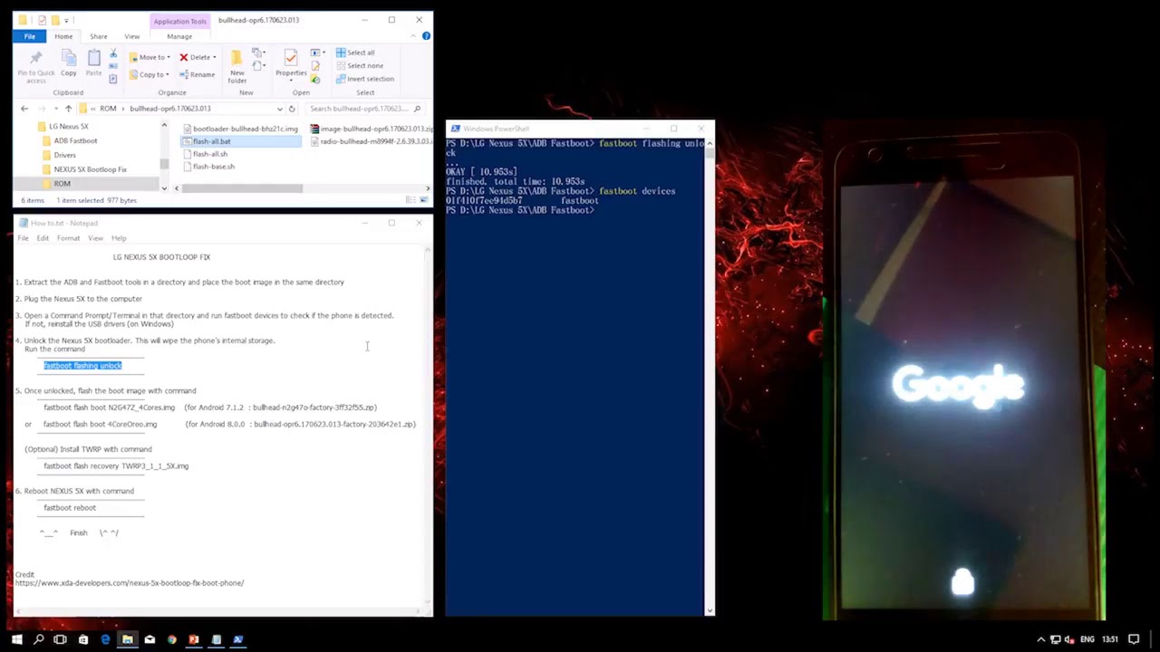 NEXUS 5X Bootloop Fix via Fastboot