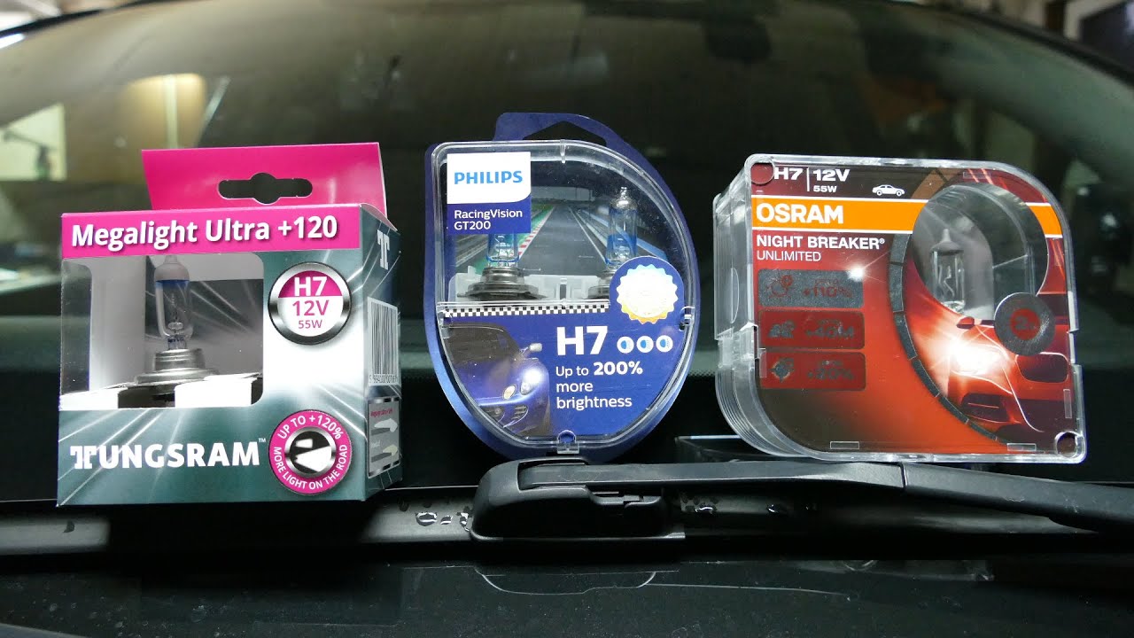Philips Racing Vision GT200 / Osram Night Breaker Unlimited / Tungsram Megalight Yltra +120 - Test