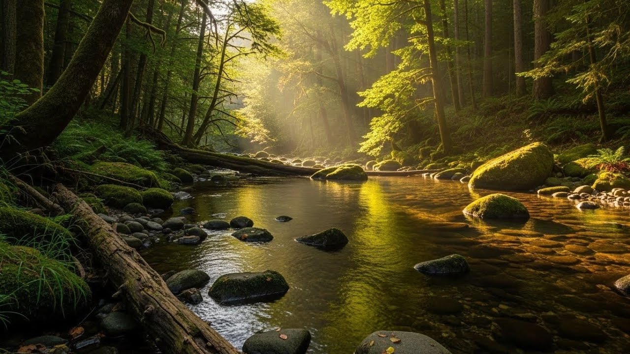 Peaceful Flowing River 🌊 Natural Ambience Sound for Deep Sleep and Stress Relief #136