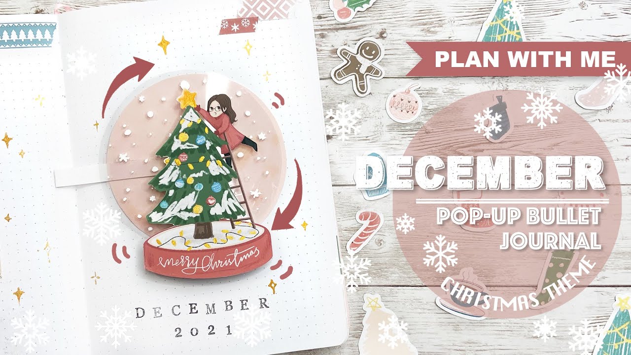 [PLAN WITH ME] CHRISTMAS POP-UP Bullet Journal | DECEMBER 2021 | Snowball Pop-up Card Tutorial