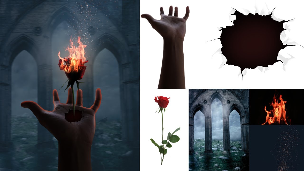 How to put a Rose inside the hand | photo manipulation | photoshop tutorial