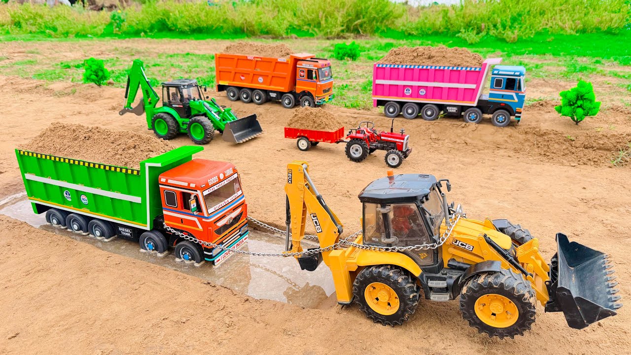 jcb tractor video | Tata truck 2518 stuck mud | JCB 5CX gadi | jcb cartoon | tractor gadi 