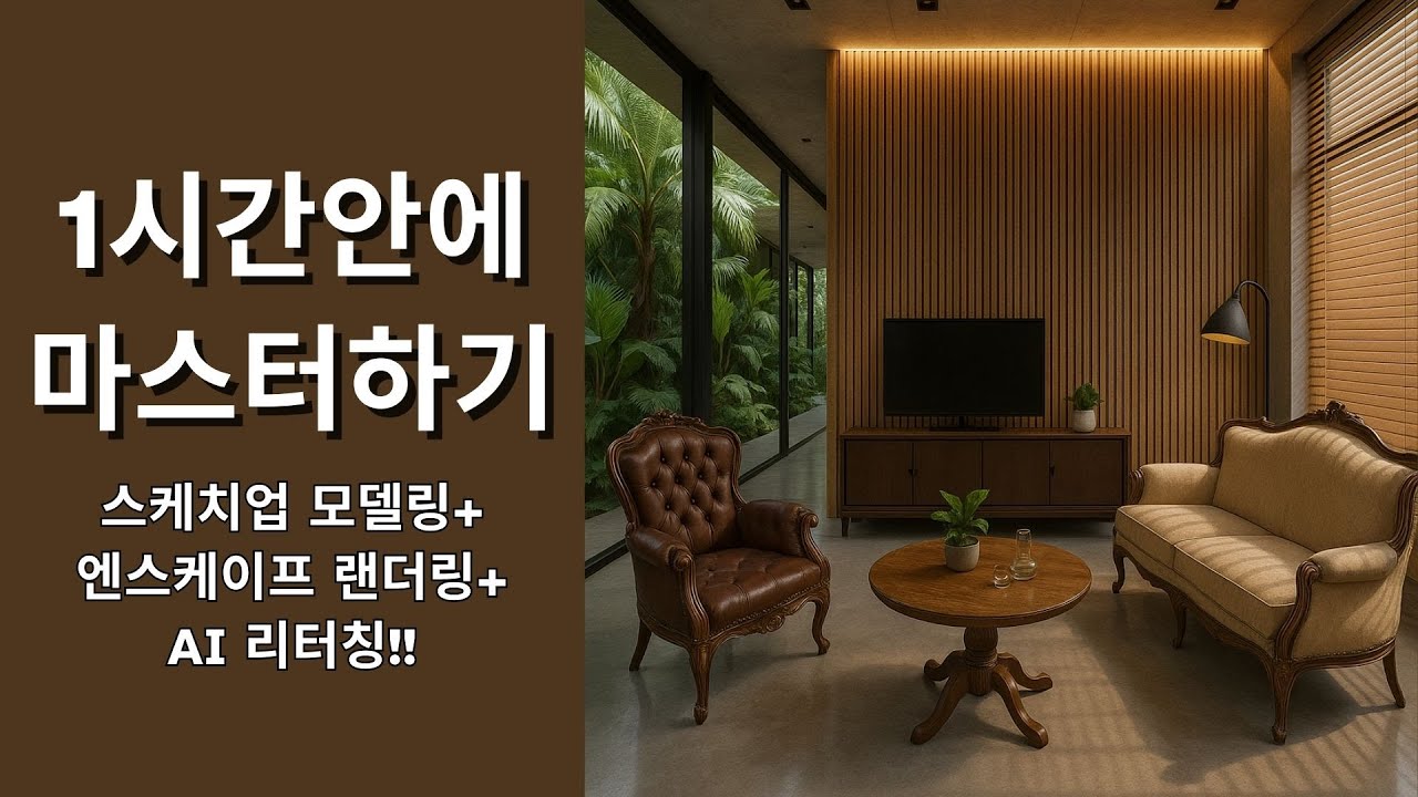 스케치업으로 시작해 Enscape·AI까지! 인테리어 실전 완성 가이드 , 한 번에 끝내기 (1시간 루틴)