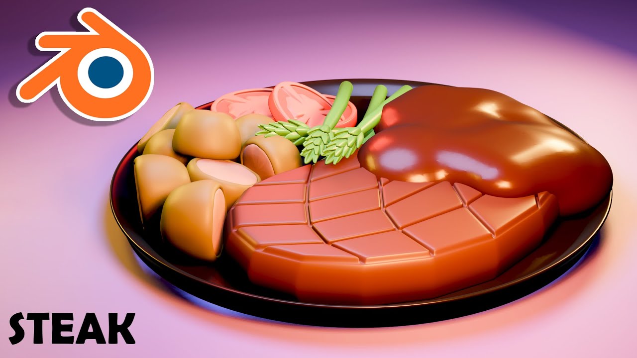 A Plate of STEAK - BLENDER 3D MODELING 055