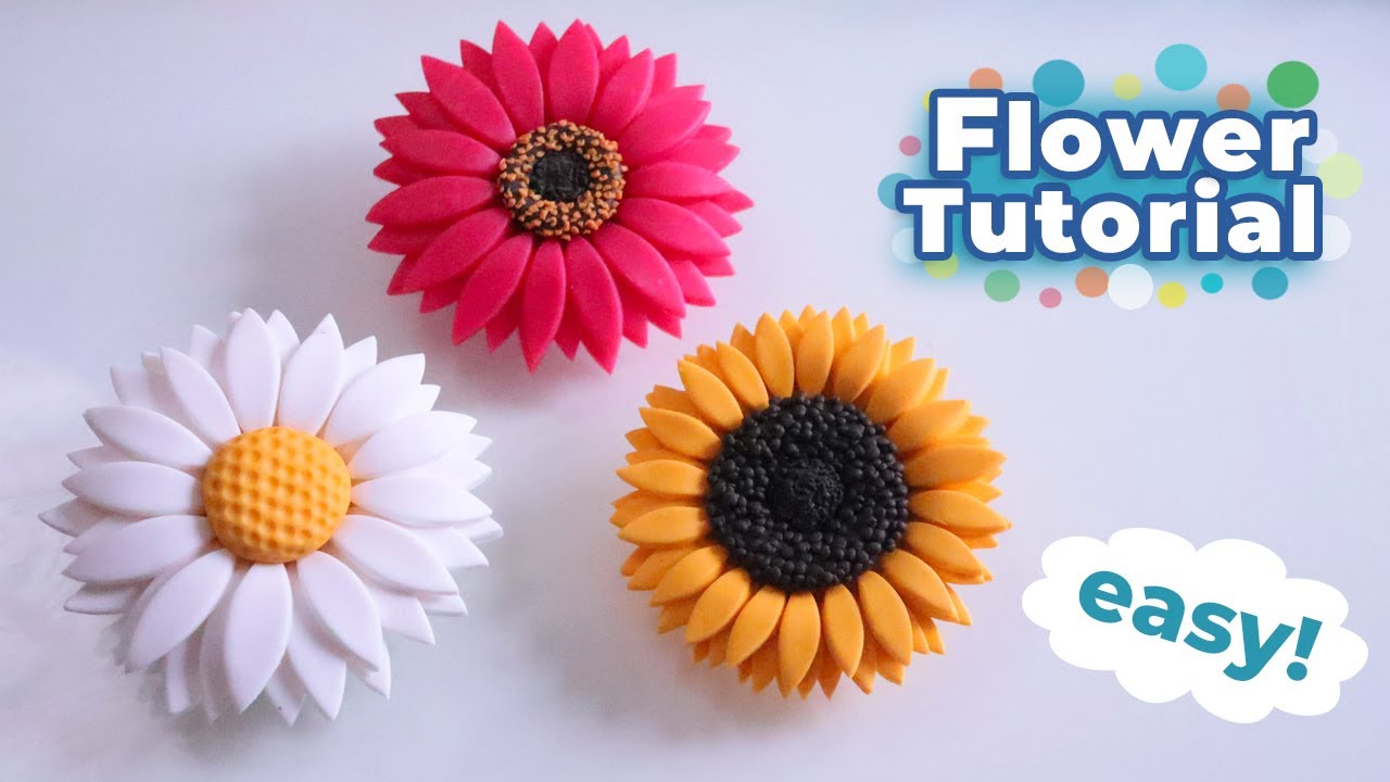 EASY! Polymer Clay FLOWERS Tutorial | DAISY SUNFLOWER GERBERA