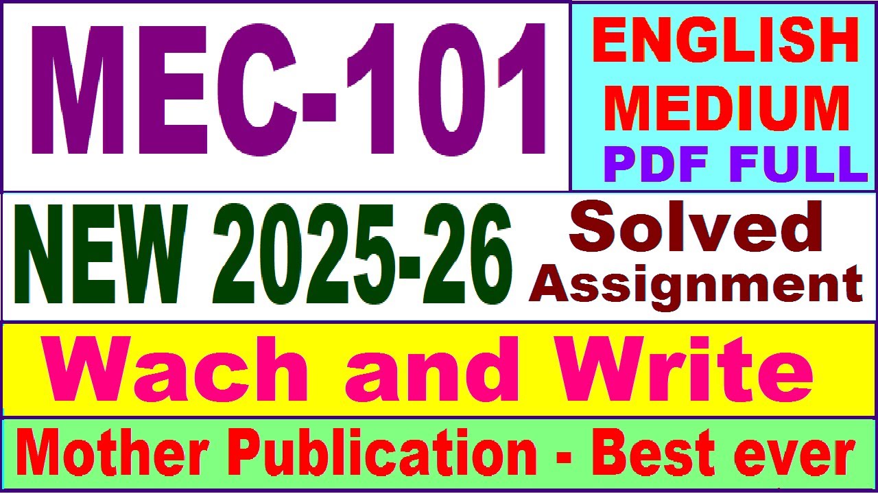 MEC 101 solved assignment 2025-26 in English || mec 101 solved assignment 2026 || ignou mec101