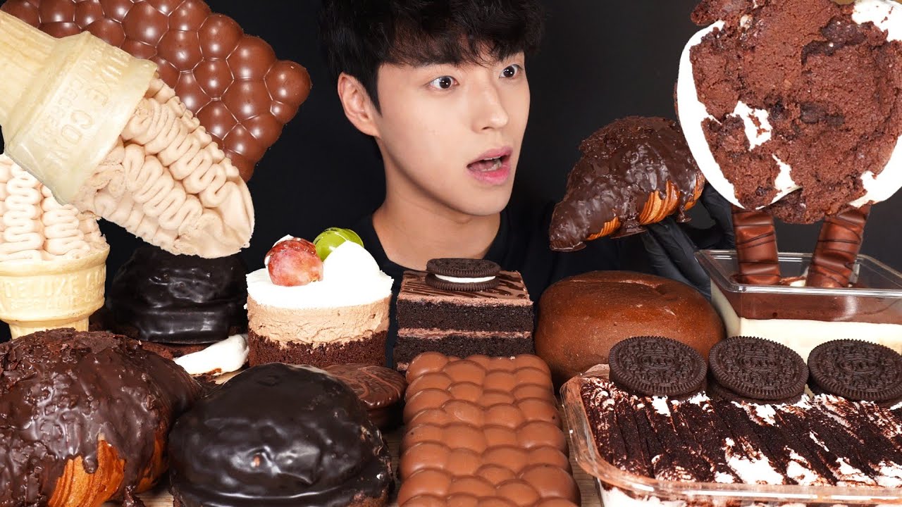 ASMR MUKBANG SWEET CHOCOLATE DESSERTS🍫 CHOCOLATE CROISSANT & TIRAMISU & CHOCOLATE MARSHMALLOW CAKE