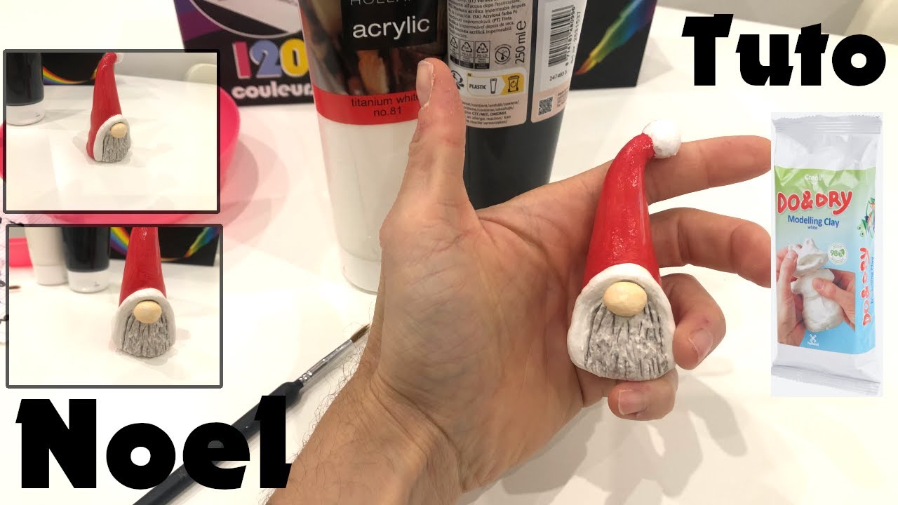 TUTO 2025 comment FABRIQUER UN GNOME de NOEL Argile autodurcissante facilement pate a modeler Action