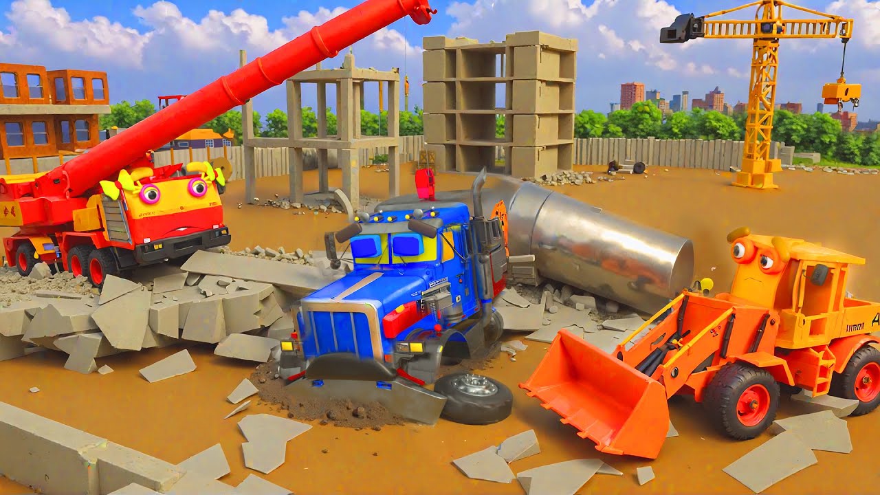 🚧 Funny Construction Chaos! Cement Pipe Crushes the Truck! 💥