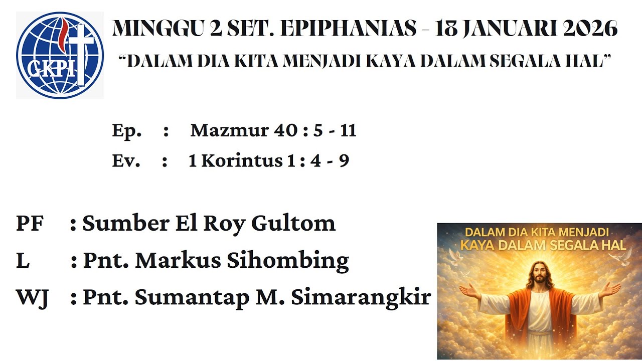 Live Streaming Ibadah Minggu, 18  Januari 2026| 