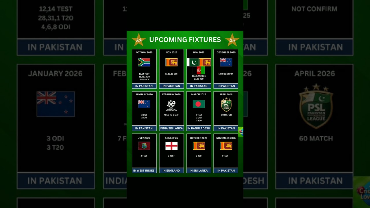 🔥 Pakistan Cricket Team Upcoming Fixtures! 🏏🇵🇰 #cricketlovers #pakistancricket #t20worldcup #shorts