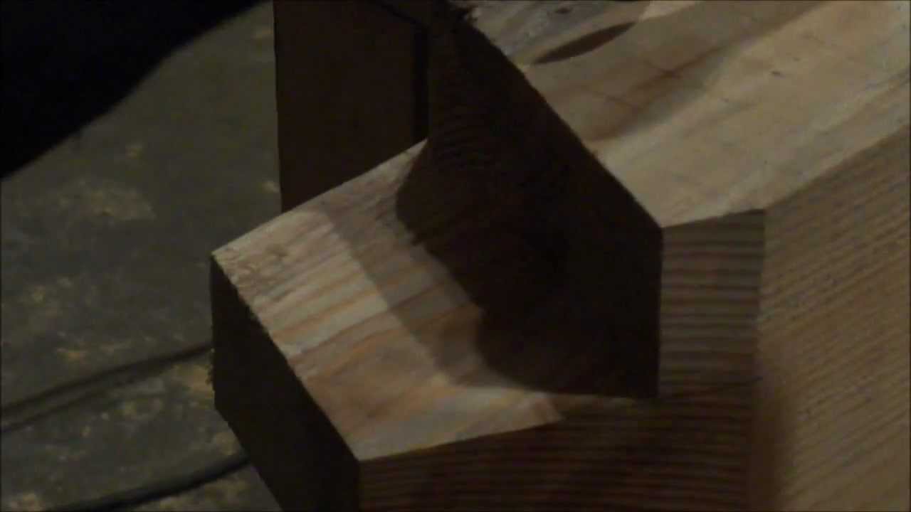 Timber frame gin pole: brace layout & cut Part 2 of 4