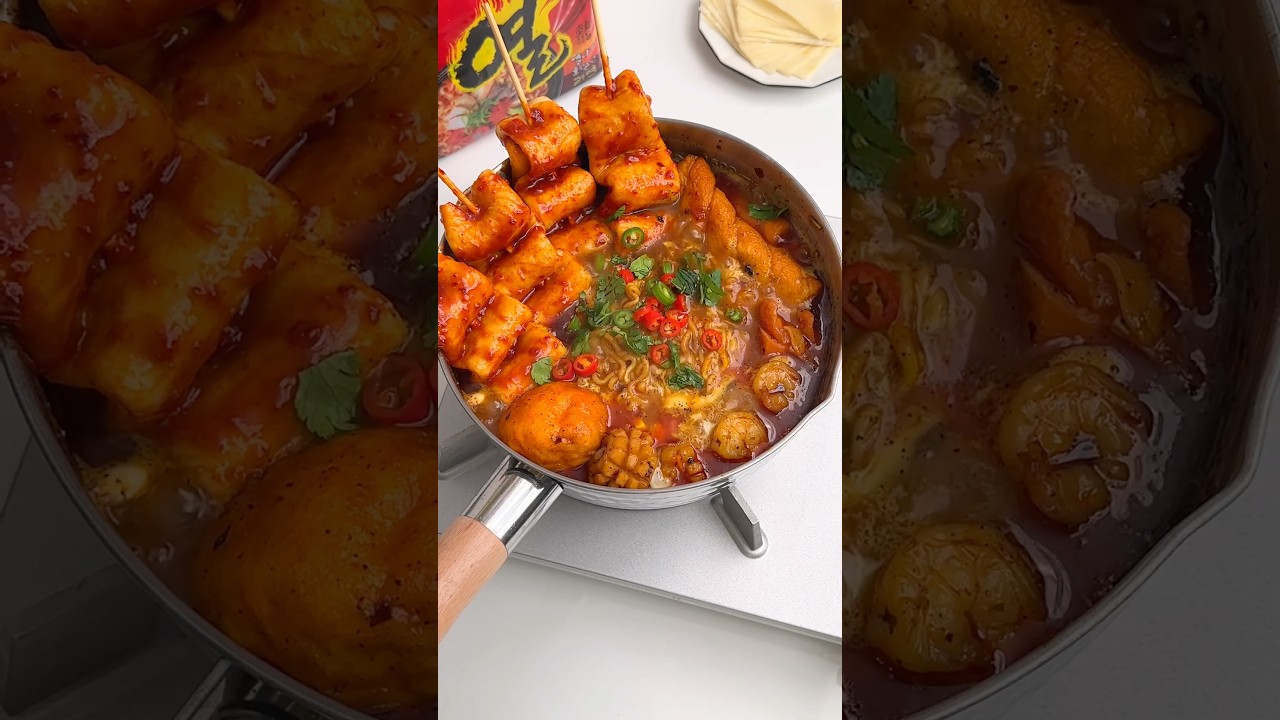 Make ramen hot pot with me. 🌶️🥟🍲🥢 #asmr #satisfying #food #ramen #noodles #spicy #shorts