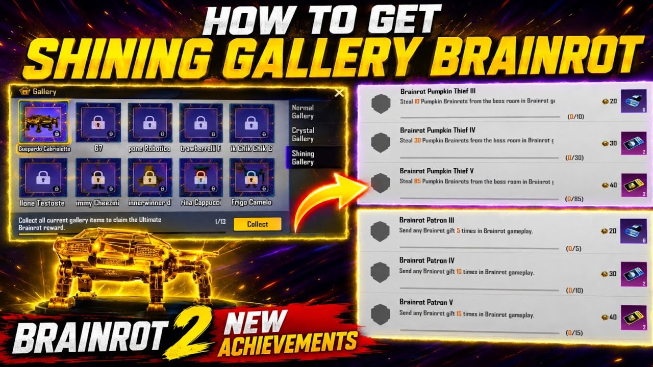 😍HOW TO GET SHINING GALLERY BRAINROT IN BGMI & PUBG MOBILE | BRAINROT 2 NEW ACHIEVEMENTS