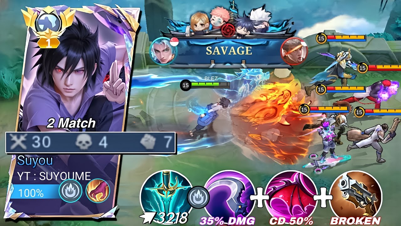 SAVAGE 30 KILL!! 💀 NEW DESTROY SUYOU BUILD EMBLEM IN SOLO RANKED GAME 2025! (Sasuke Skin!!) - MLBB
