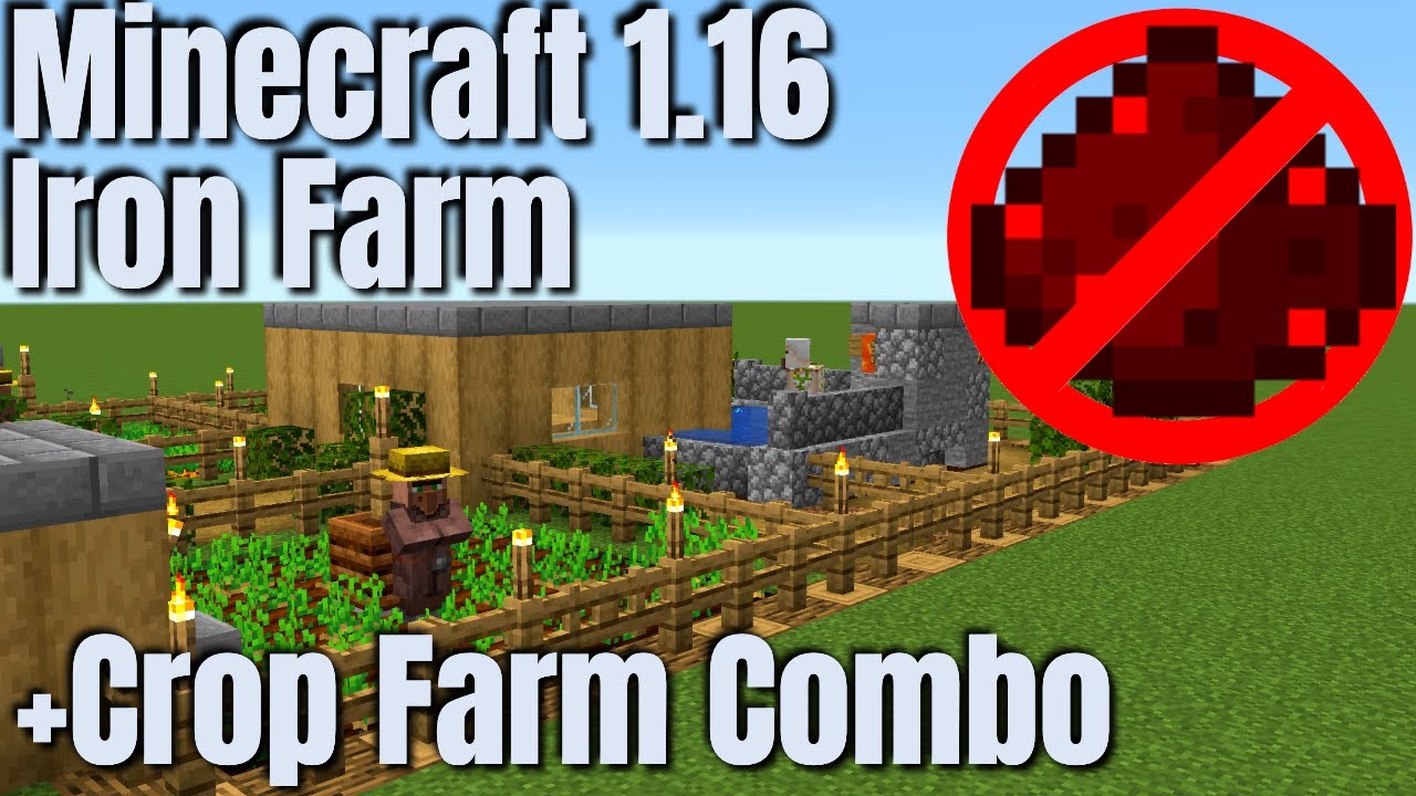 How to make an Iron Farm in Minecraft 1.16: Working Minecraft Iron Farm & CROP FARM Combined (2020)