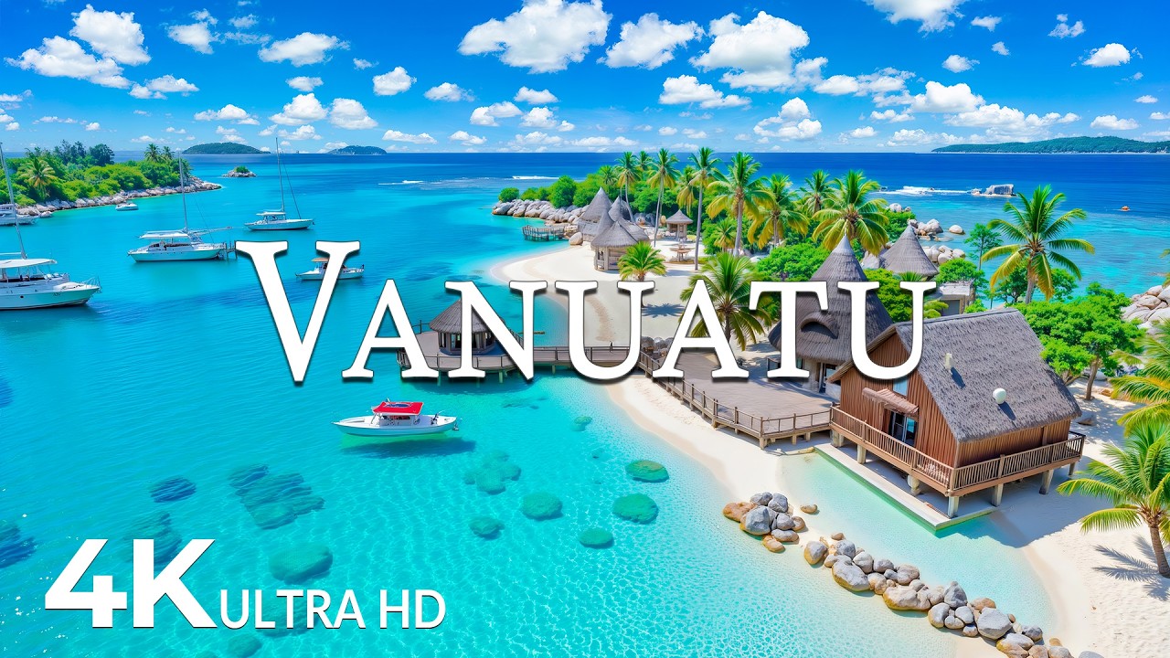 FLYING OVER VANUATU (4K UHD) &ndash; Soothing Music Along With Beautiful Nature Video - 4K Video ULTRA HD