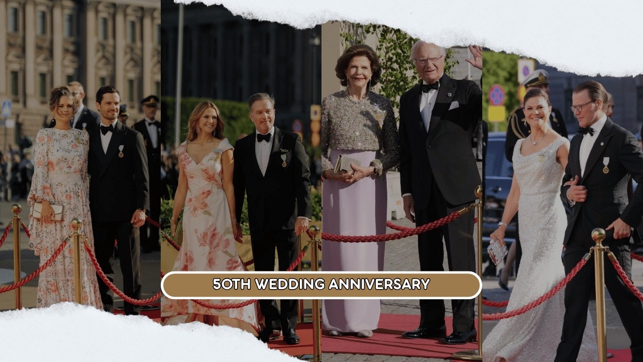 Royal guests arrive at Opera in Stockholm for King and Queen of Sweden's 50th wedding anniversary