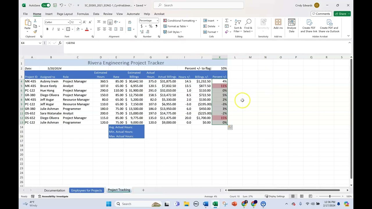 Excel 365/2021 Модуль 2. Завершение модульного проекта 1. Формулы, функции и форматирование — S C...